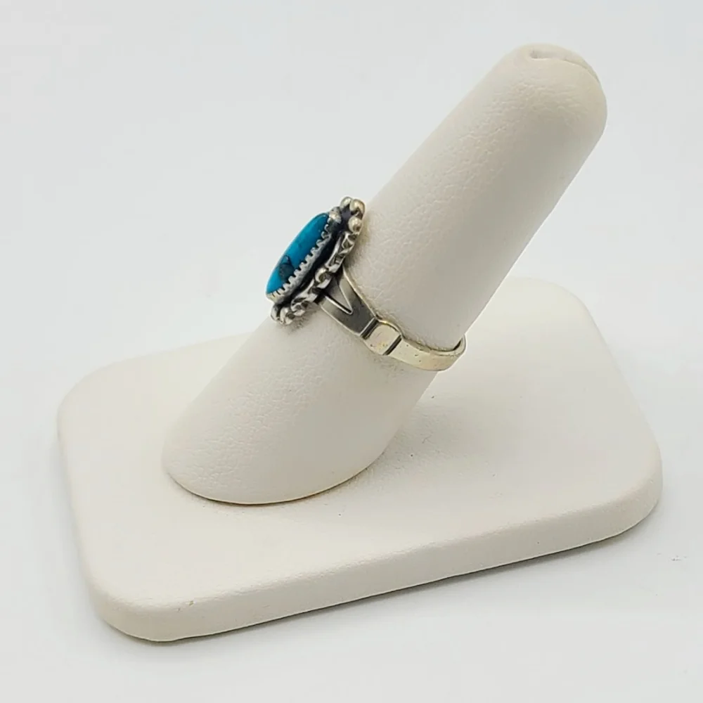 Vintage Sterling Silver Southwestern Turquoise Ring, Size 6.75